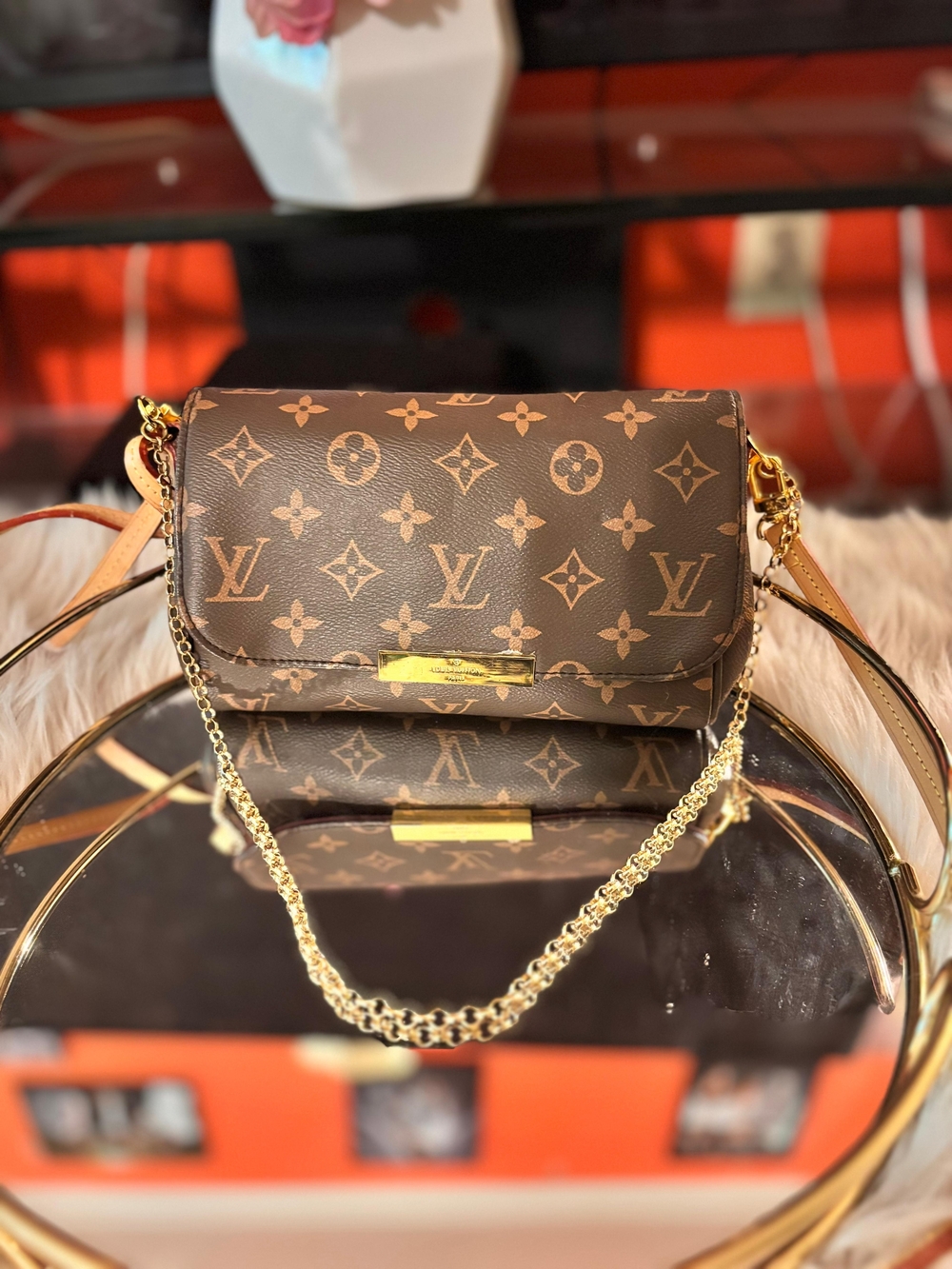 Louis Vuitton Brown Monogram Crossbody Bag with Gold Hardware PM